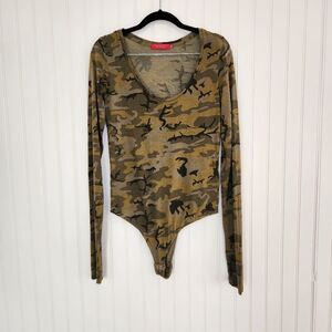 N:PHILANTHROPY Green Camo Long Sleeve Body Suit size Small